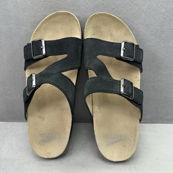 Womens 8.5-9 / EU 39 Dansko Dayna Sandals Black Suede Adjustable Vibram Slide - Picture 6 of 8